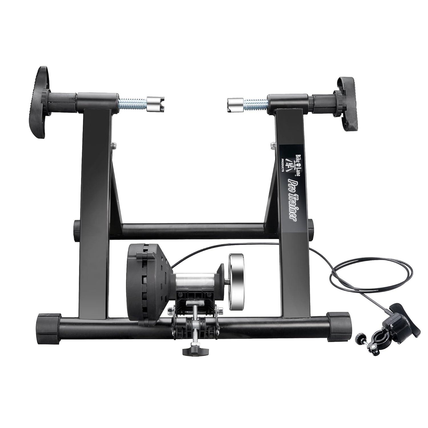 Exercise Bike Trainer - Indoor Bicycle Training Stand With Quiet 5-Level Magnetic Resistance and Front Wheel Riser Block by Bike Lane