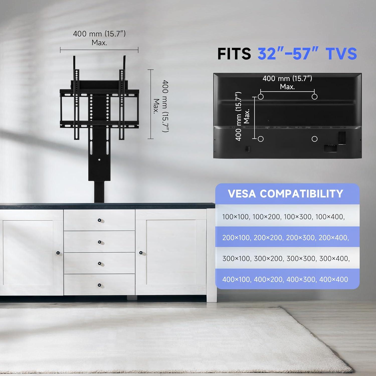 Black Motorized TV Lift for 32" to 70" TVs with Remote Control
