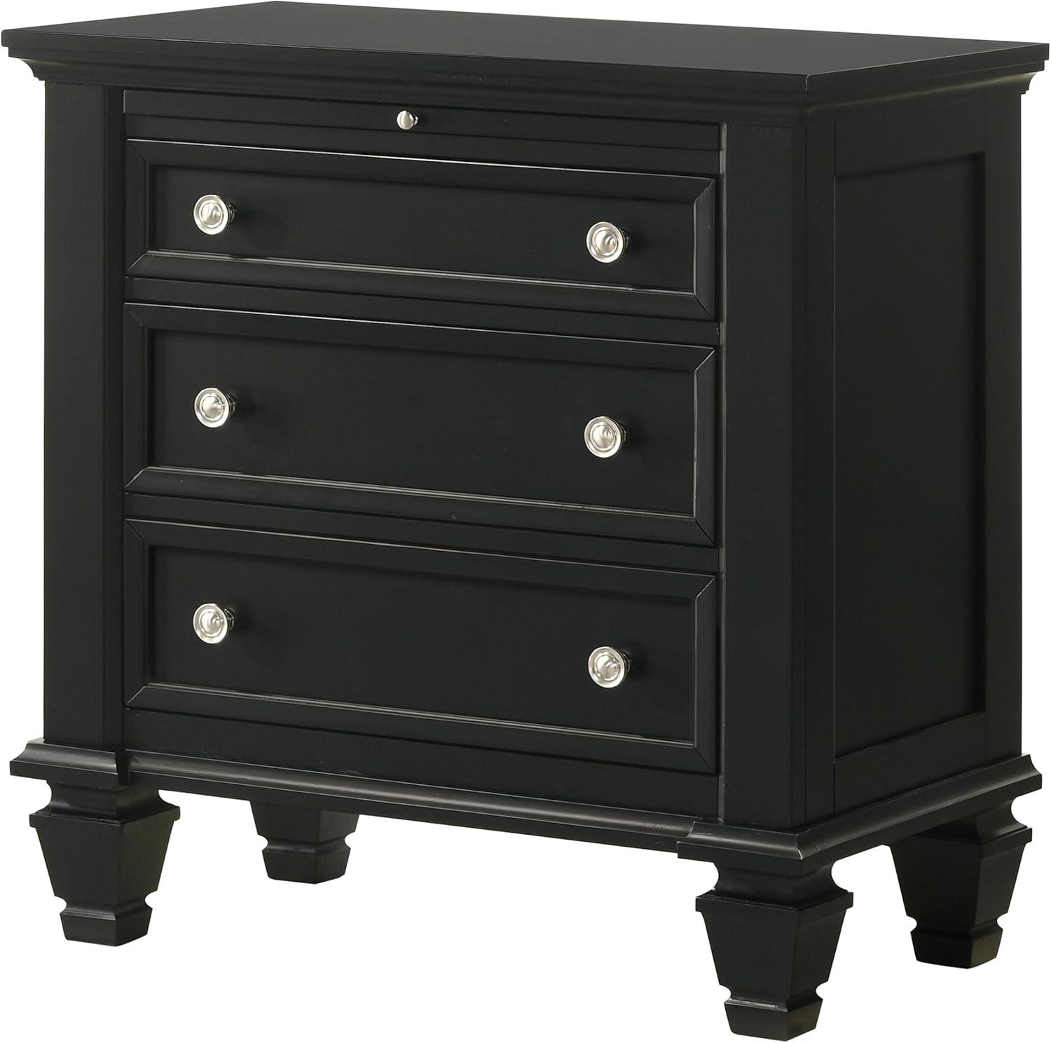 Coaster Sandy Beach Coastal 3-Drawer Wood Nightstand in Black