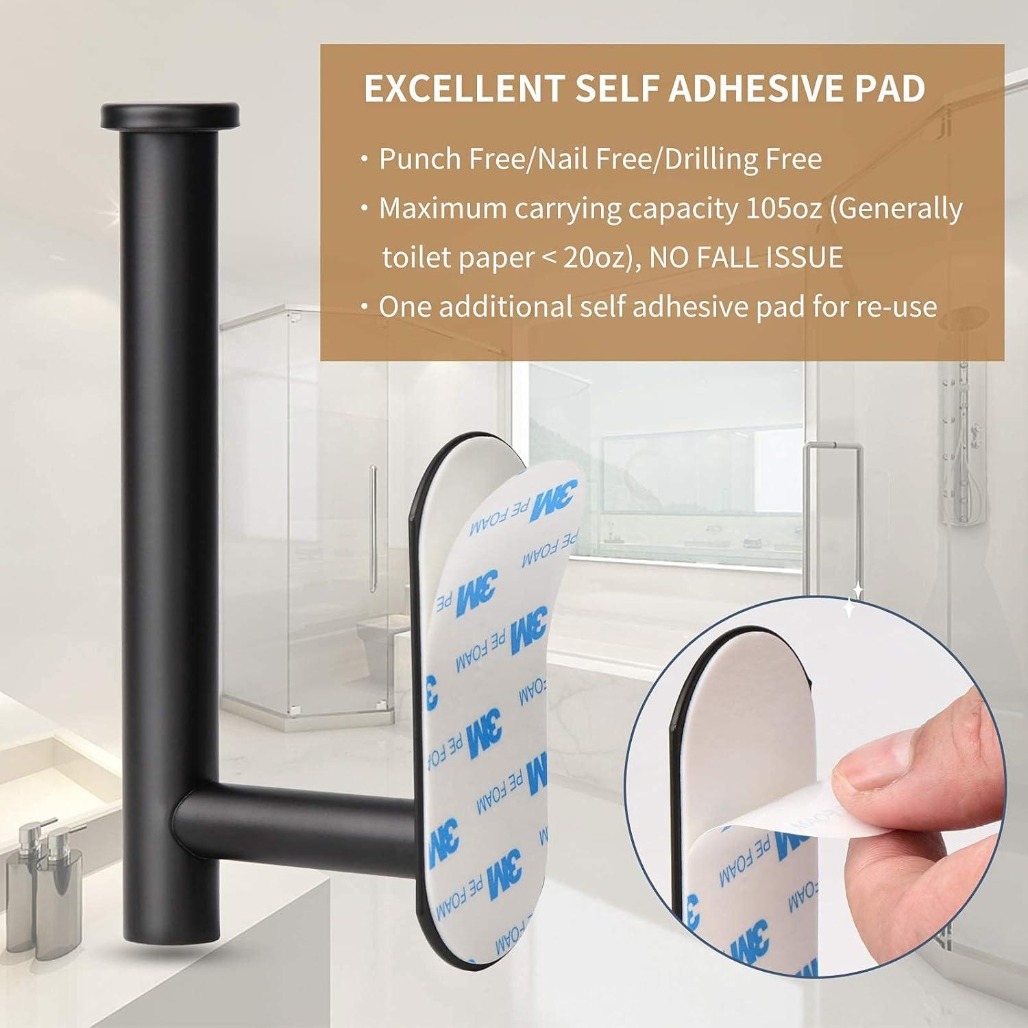 CasaCulina Toilet Paper Holder, Rustproof Adhesive Toilet Paper Holder, Stainless Steel Toilet Roll Holder Self Adhesive, No Drilling Toilet Paper Roll Holder Stick on Wall(1Pack, Matte Black) C33