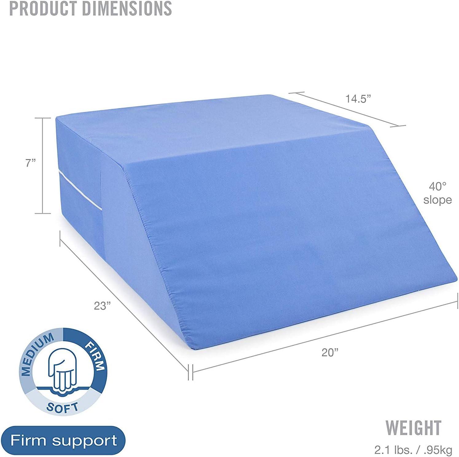 DMI Ortho Bed Wedge Elevated Leg Pillow, Supportive Foam Wedge Pillow for Elevating Legs, Improved Circulation, Reducing Back Pain and More, 8" X 20" X 24", Blue