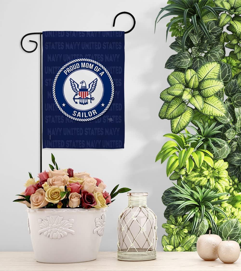 Proud Mom Sailor Garden Flag - Armed Forces Navy USN Seabee United State American Military Veteran Retire Official - House Decoration Banner Small Yard Gift Double-Sided Made In USA 13 X 18.5