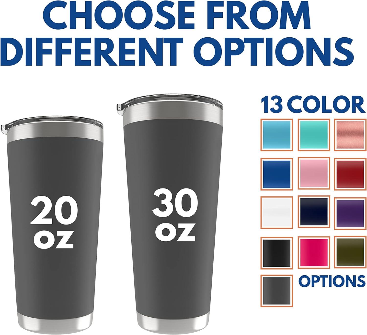 Personalized Tumblers w/Lid - 20 or 30 Oz Rose Gold - Vacuum Insulated Travel Coffee Mugs - Stainless Steel Double Wall Tumbler - Personalized Cups with Name, Text