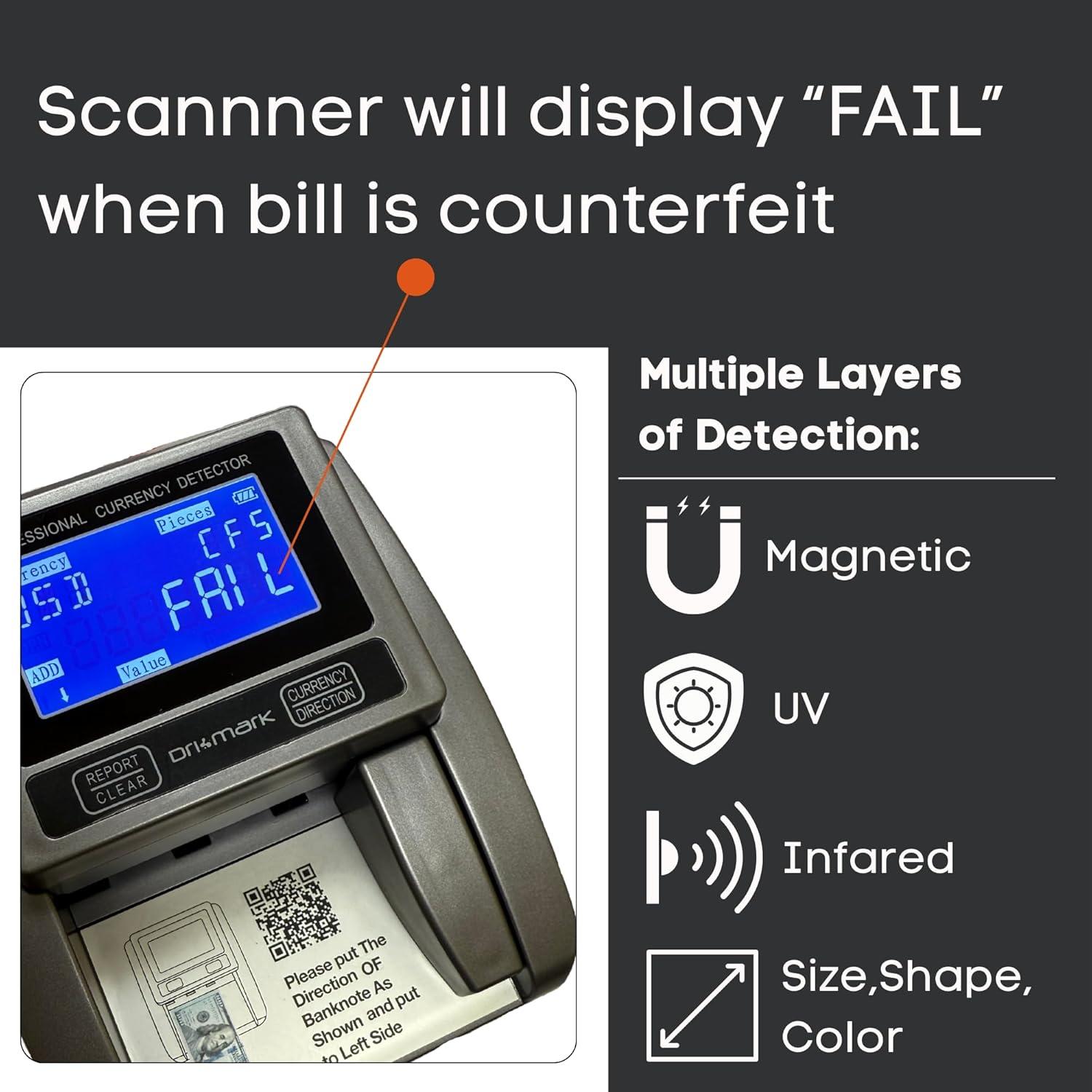 Compact Black Counterfeit Detector Machine with LCD Display