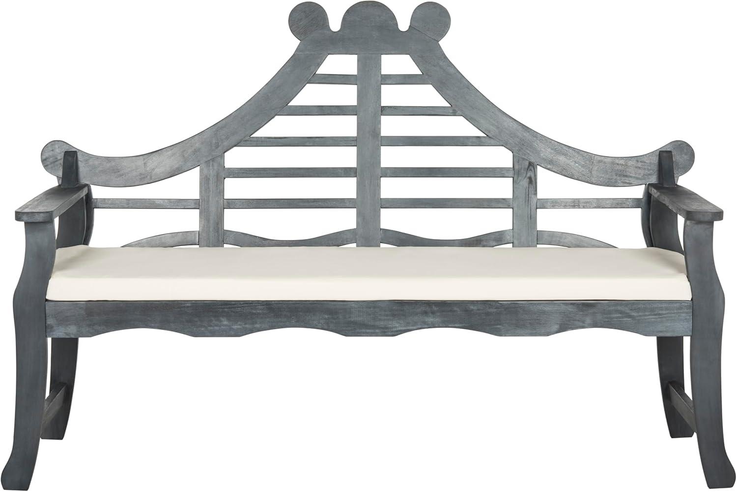 Azusa Ash Gray and Beige Transitional Outdoor Bench