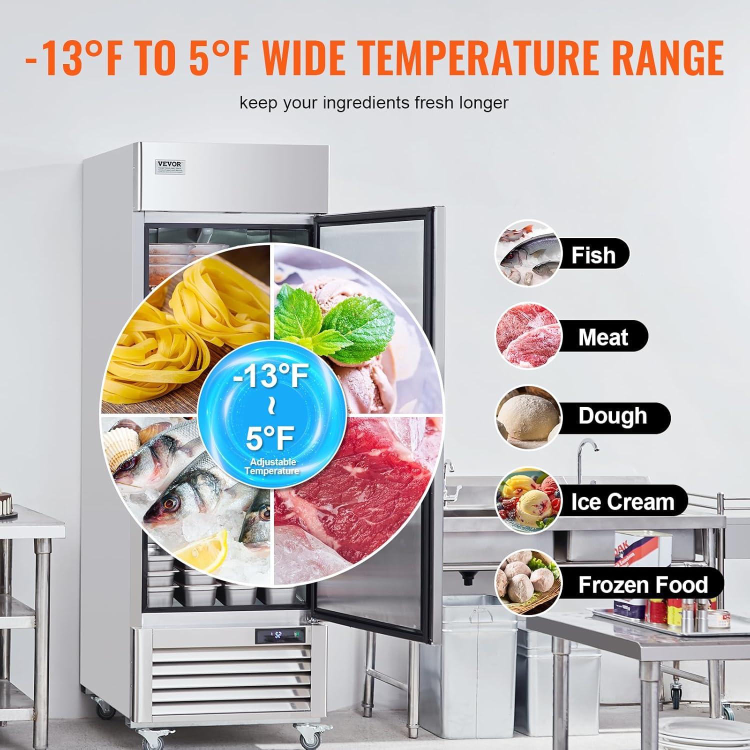 VEVOR 19.32 Cubic Feet Reach-In Freezer - 26.9''