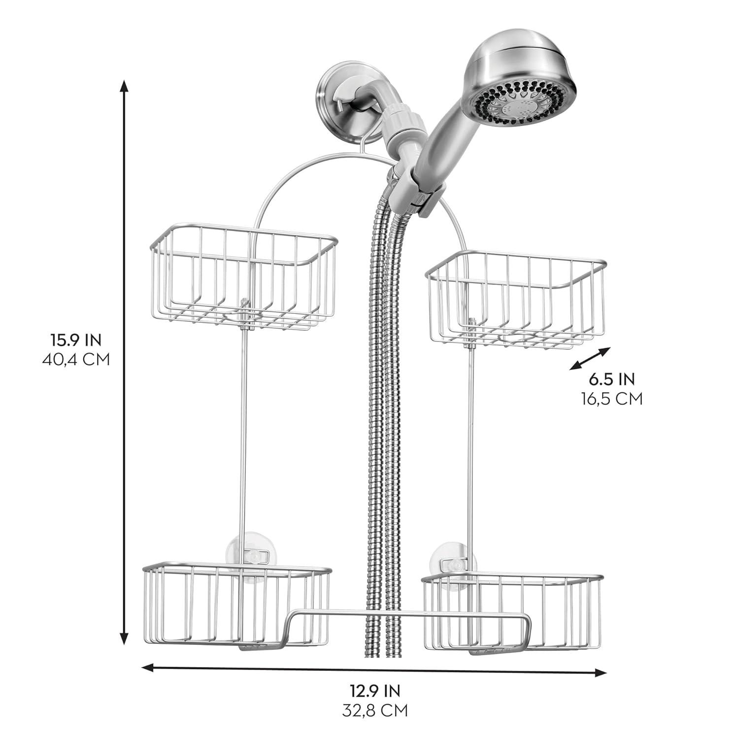 iDesign iDesign Classico Handheld Hose Hanging Shower Organizer, 15.98" x 6.46" x 12.99", Chrome