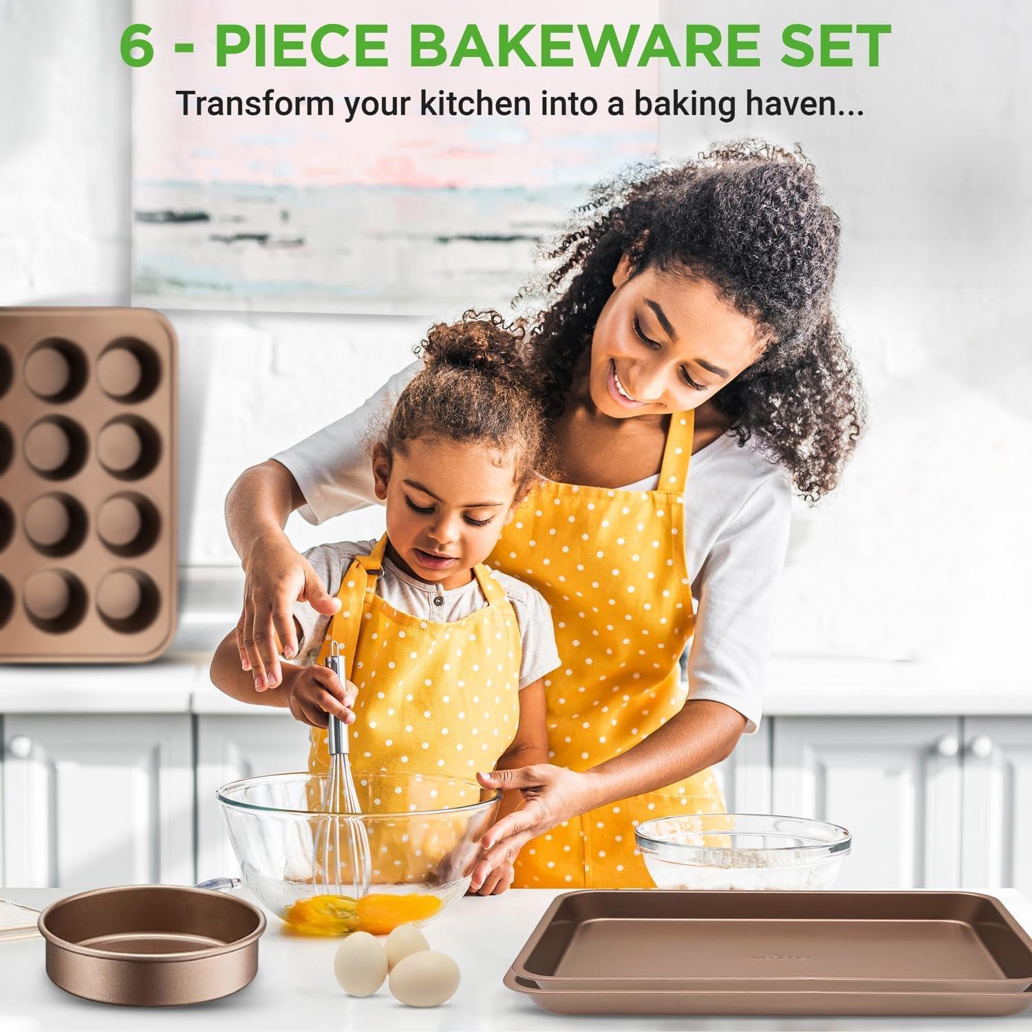 NutriChef 6 Piece Nonstick Bakeware Set-Highest-Quality Baking Sheets