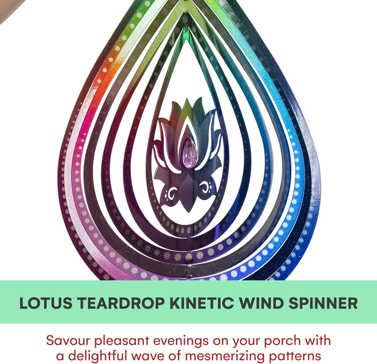 VP Home Lotus Teardrop Kinetic 3D Metal Outdoor Garden Decor Wind