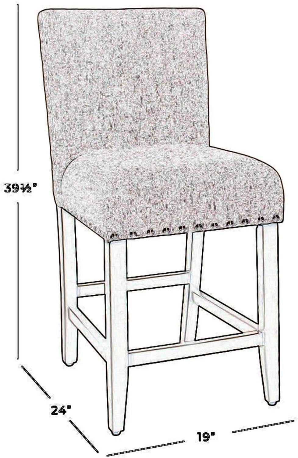 Sterling Gray 24" Upholstered Wood and Acrylic Counter Stool with Nailhead Trim