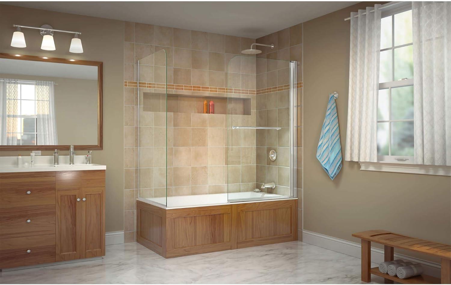 Aqua 56" W x 58" H Pivot Frameless Tub Door