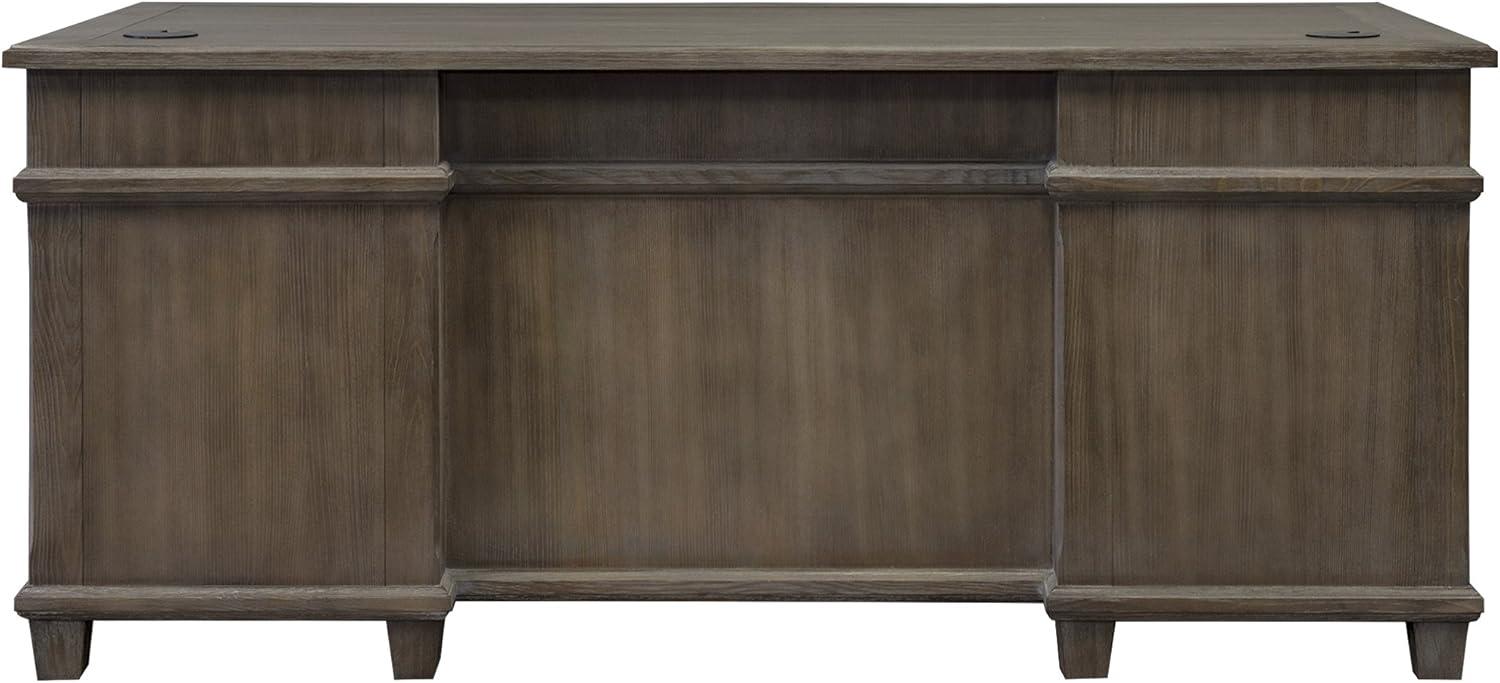 Carson Double Pedestal Desk Brown - Martin Furniture: Solid Wood, Veneers, No Assembly Required