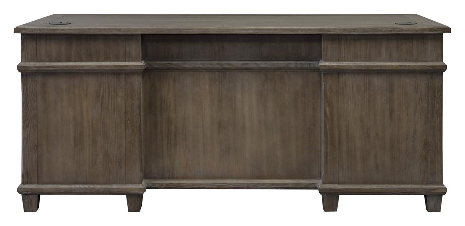 Carson Double Pedestal Desk Brown - Martin Furniture: Solid Wood, Veneers, No Assembly Required