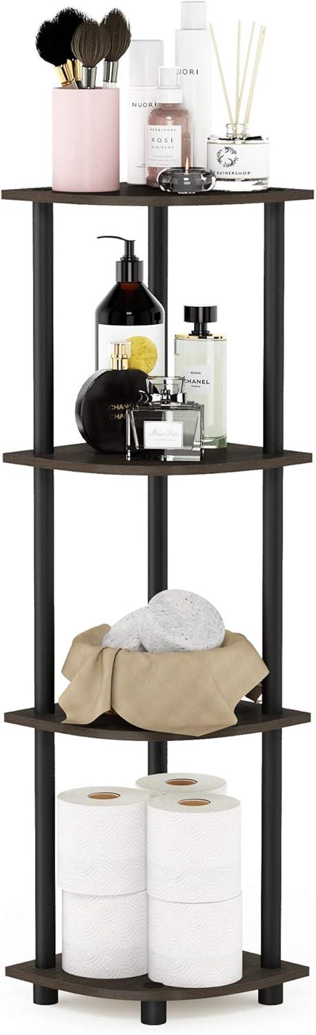 Furinno Dark Brown and Black 4-Tier Corner Shelf