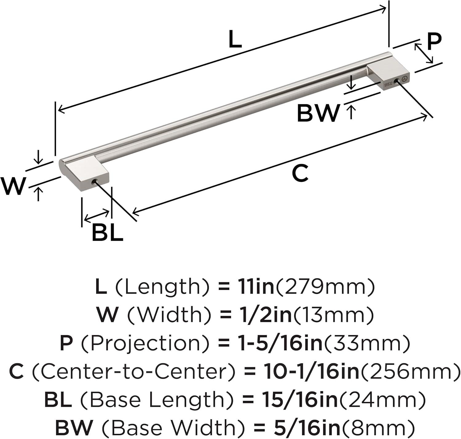 Amerock Versa 10-1/16 inch (256mm) Center-to-Center Satin Nickel Cabinet Pull