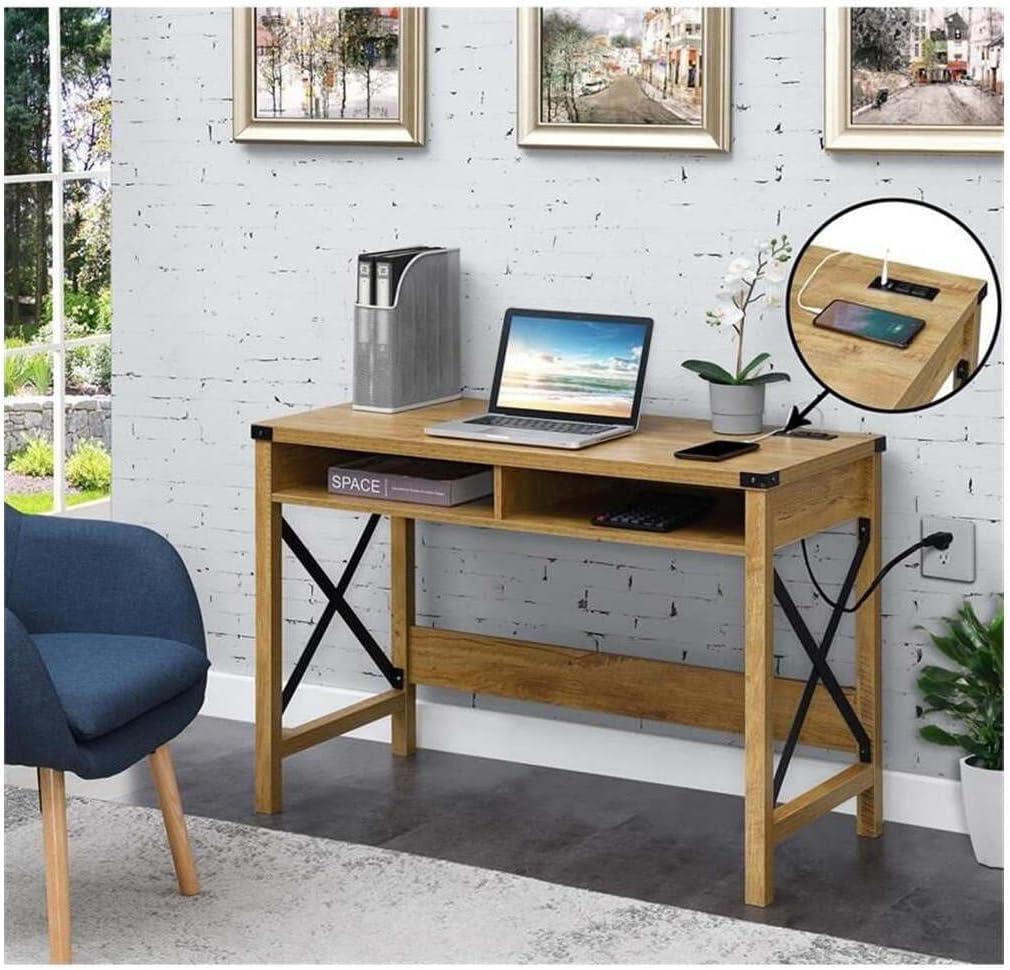Durango 42-Inch Desk with Charging Station in Light English Oak Wood Finish