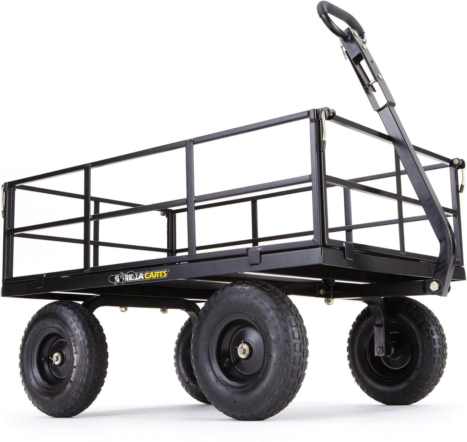 Gorilla Carts GOR1400-Com 1400-lb. Heavy-Duty Steel Utility Cart, 15" Tires, 52" x 34" Steel Bed