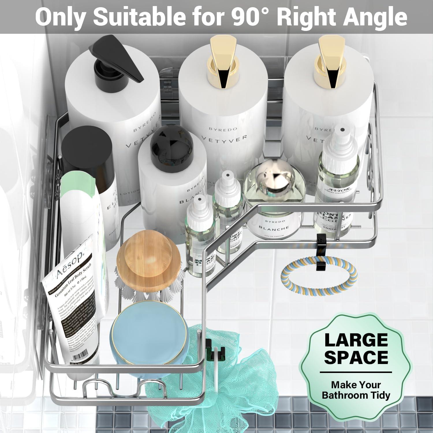 Corner Shower Caddy Bathroom Organizer: Adhesive Shower Rack Bathtub Shelves - 3Pack No Drilling Shower Shelf - Stainless Steel Rustproof Bath Tub Organizer