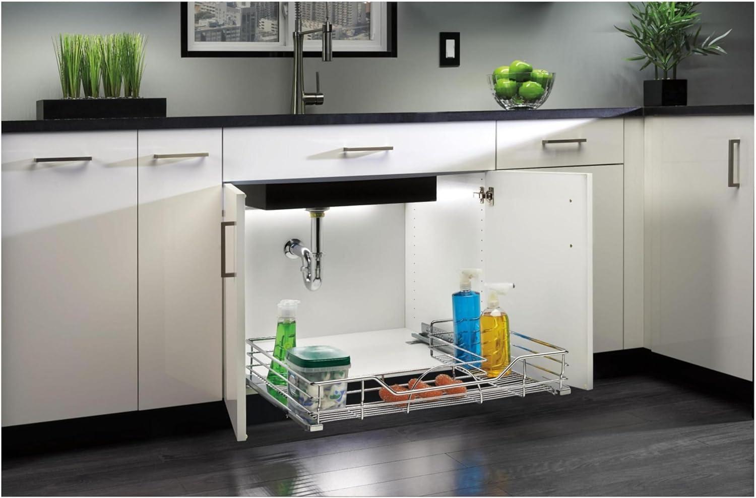 Chrome U-Shaped Under Sink Pull Out Organizer