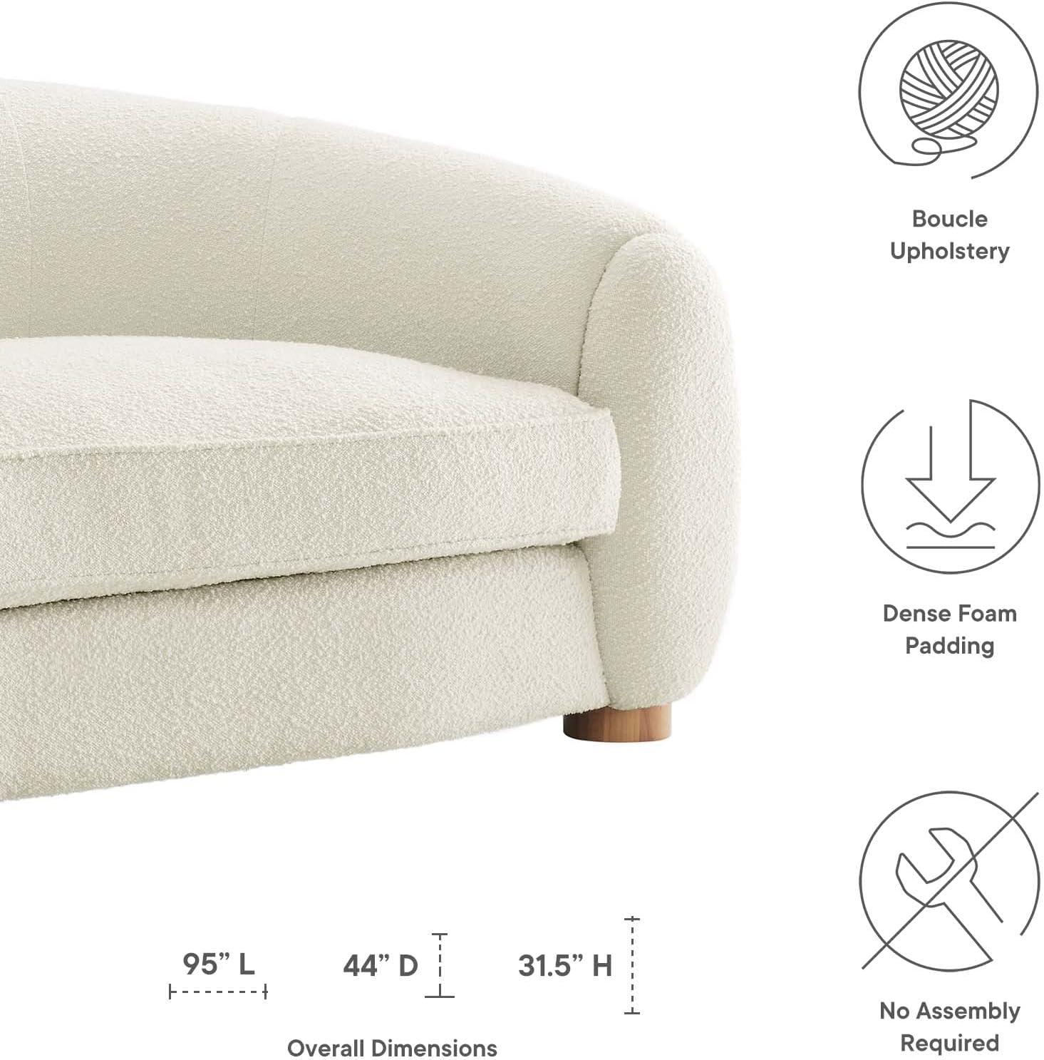 Modway Abundant Boucle Upholstered Fabric Sofa in Ivory