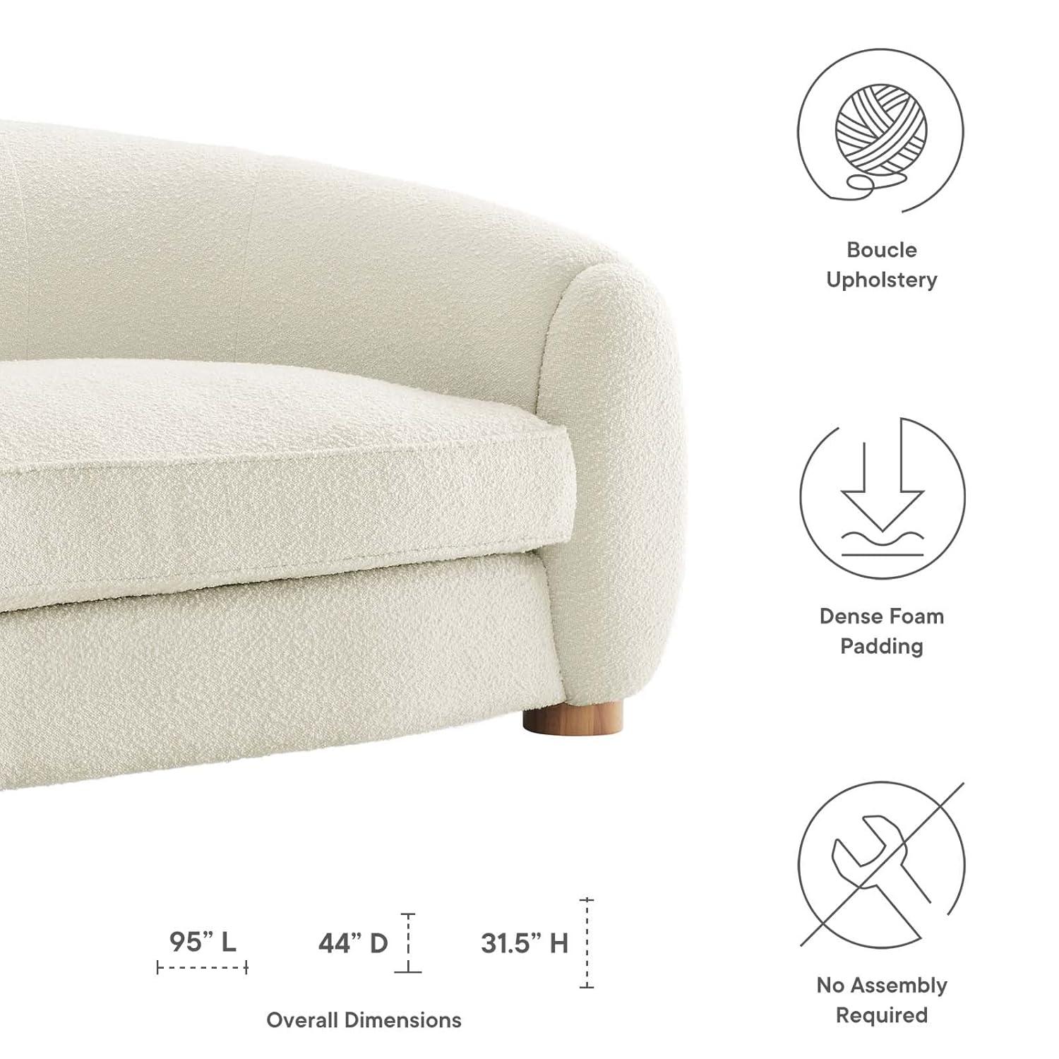 Modway Abundant Boucle Upholstered Fabric Sofa in Ivory