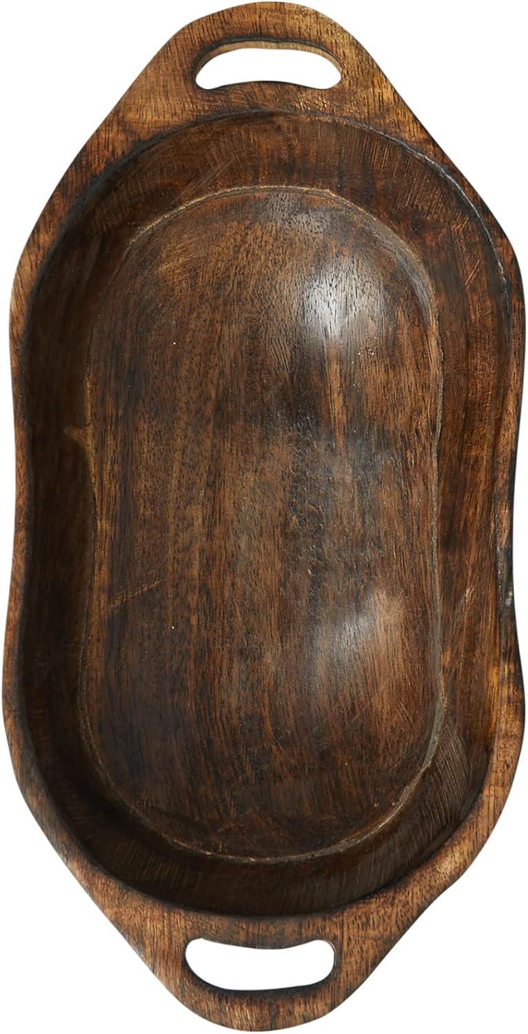 Rustic Polished Mango Wood Rectangular Serving Tray