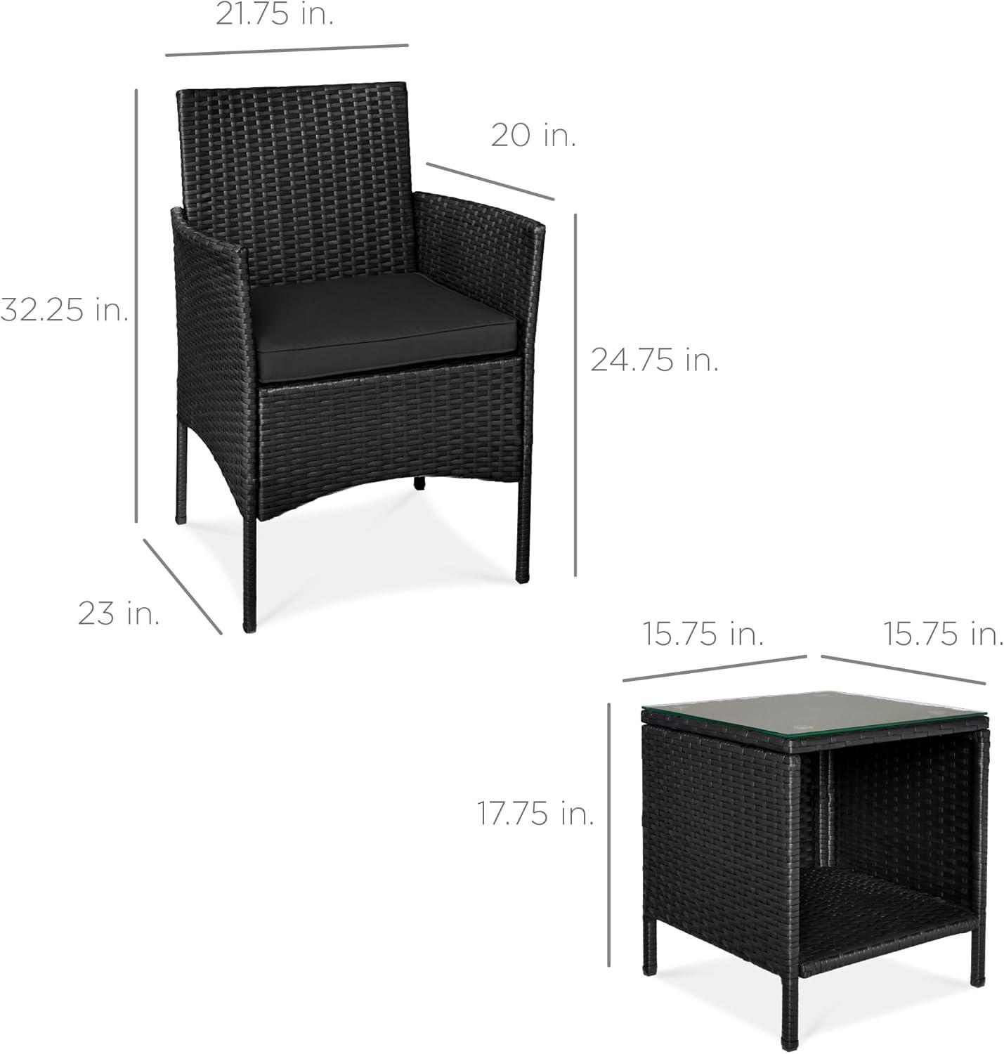 Best Choice Products 3-Piece Outdoor Wicker Conversation Patio Bistro Set, w/ 2 Chairs, Table - Natural/Ivory