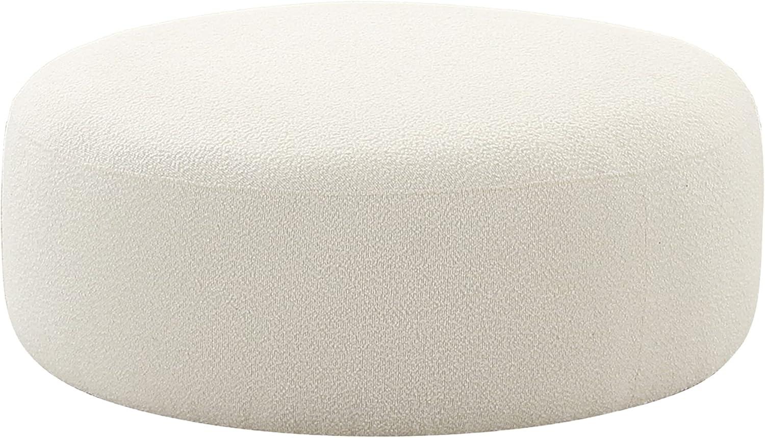 Broohah Cream Boucle Round Ottoman