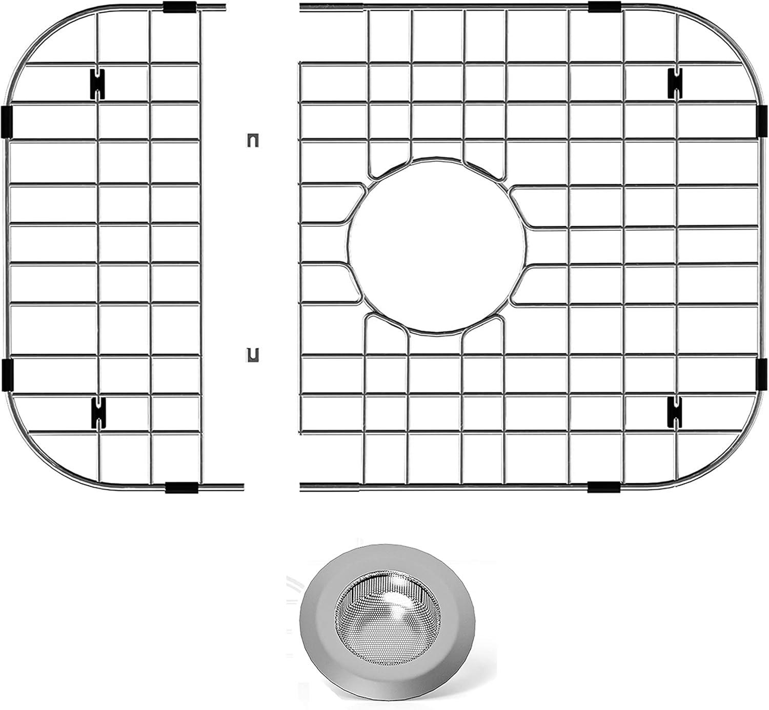 Rectangular Stainless Steel Sink Grid with Center Drain