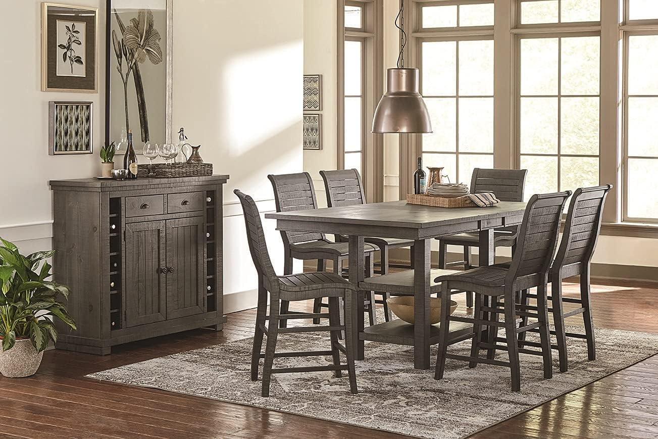 Rustic Distressed Dark Gray Wood Counter Stools - Set of 2