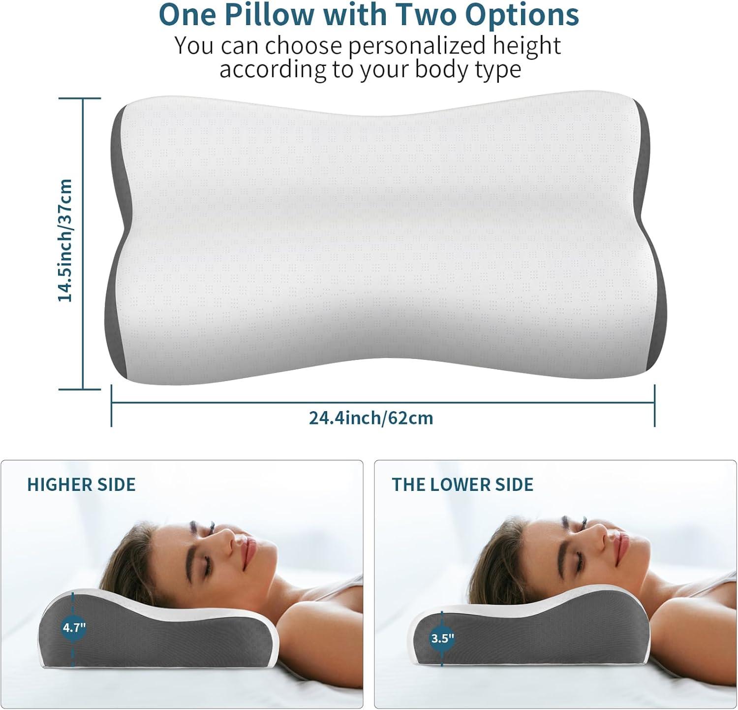 Cervical Pillows Memory Foam Pillows For Neck Pain Relief, Ergonomic Pillows For Shoulder Pain Relief, Contour Pillows To Aid In Sleeping, Orthopedic Bed Pillows For Neck Support For Side Or Stomach Sleepers
