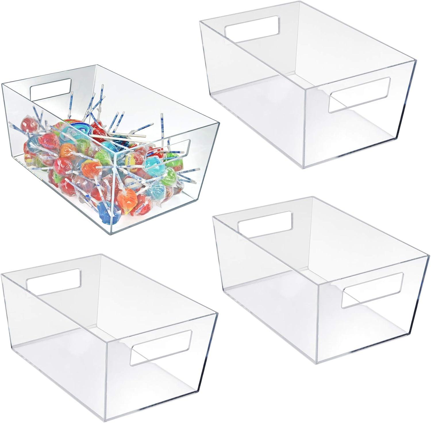 Azar Displays X-Large Organizer Storage Tote Bin with Handle 13"W x 9.5"D x 6.5"H, 4-Pack (Set of 4)