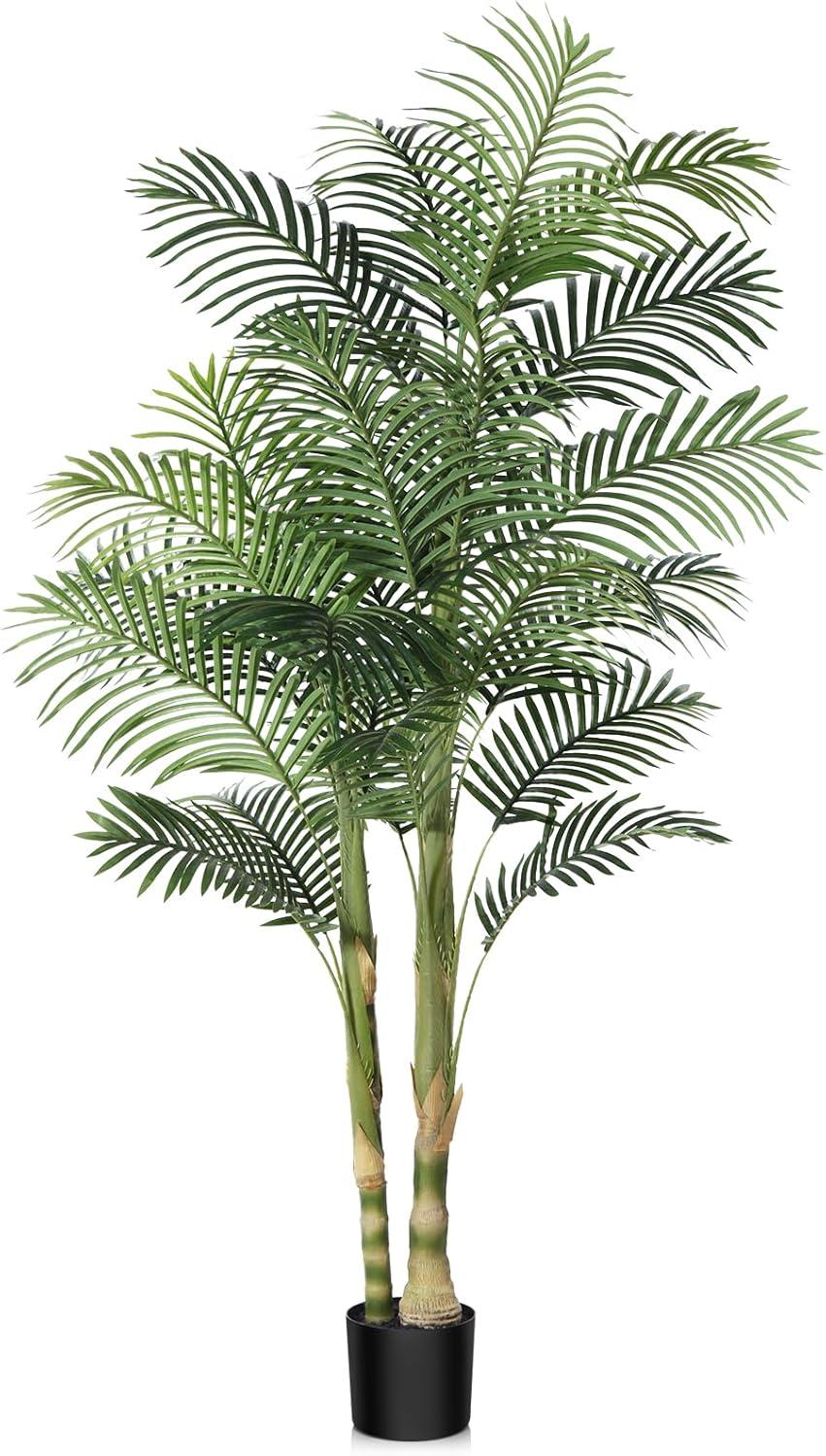 Kazeila Artificial Plants Indoor - 6FT Fake Golden Cane Palm Tree with Dense Lifelike Foliage - Perfect for Home, Office & Apartment Decor