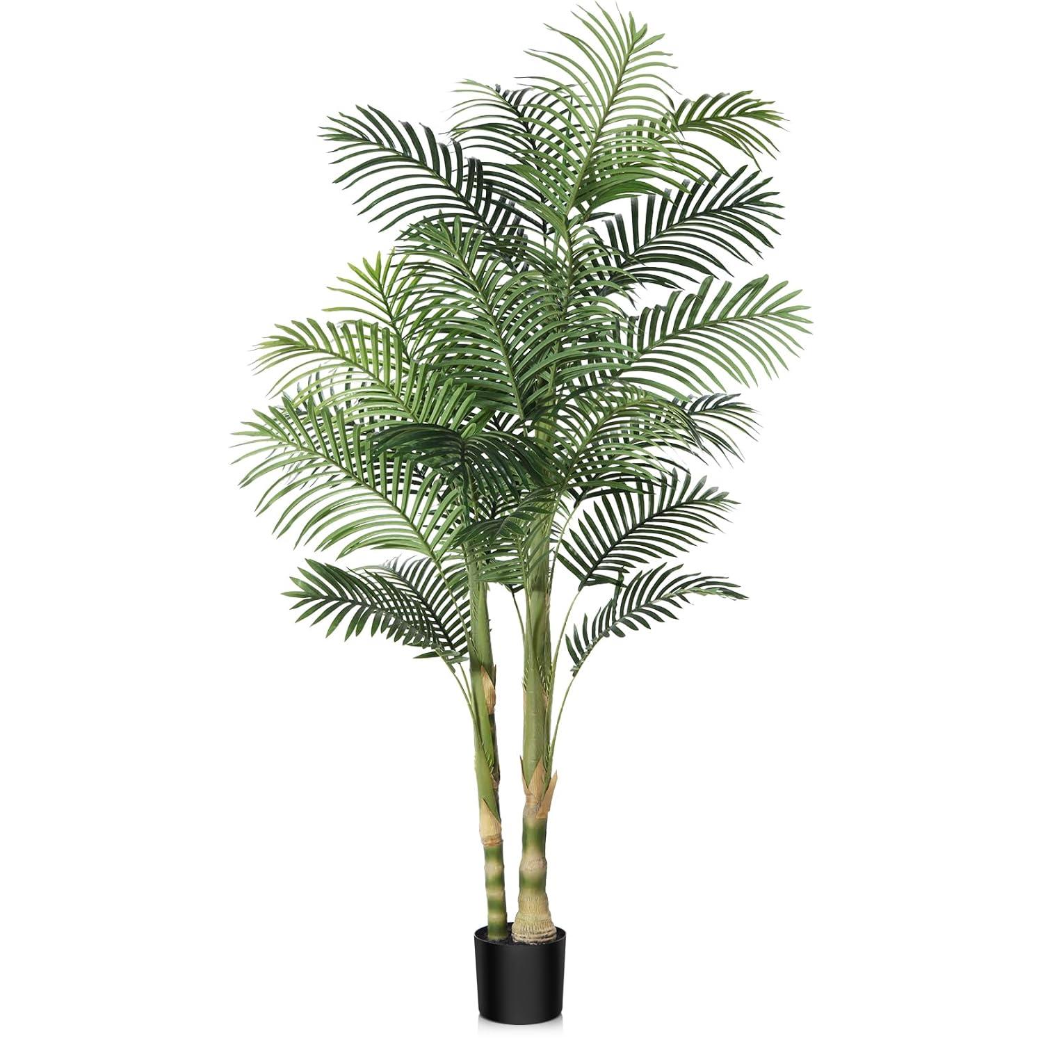 Kazeila Artificial Plants Indoor - 6FT Fake Golden Cane Palm Tree with Dense Lifelike Foliage - Perfect for Home, Office & Apartment Decor