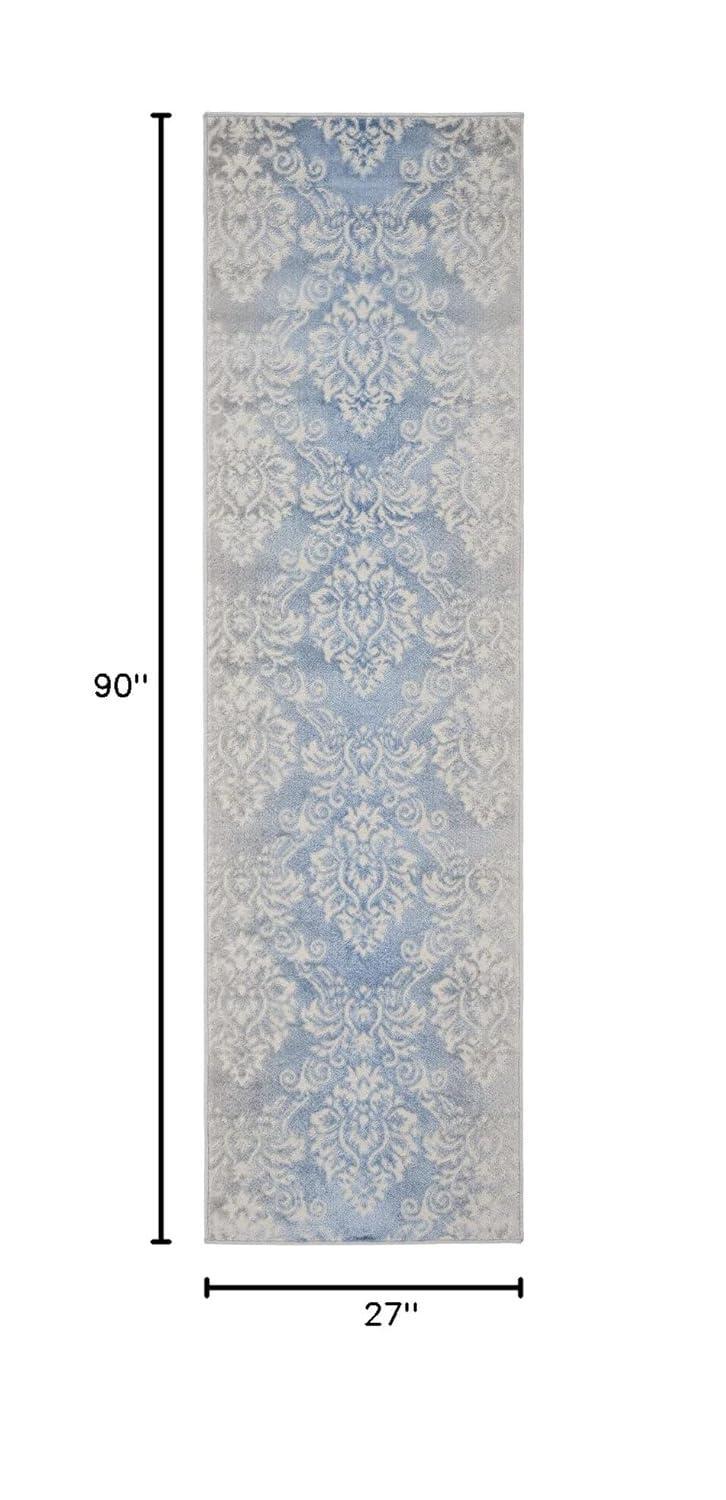 Nourison Elation ETN03 Indoor only Area Rug - Ivory Blue 2'3" x 7'6"