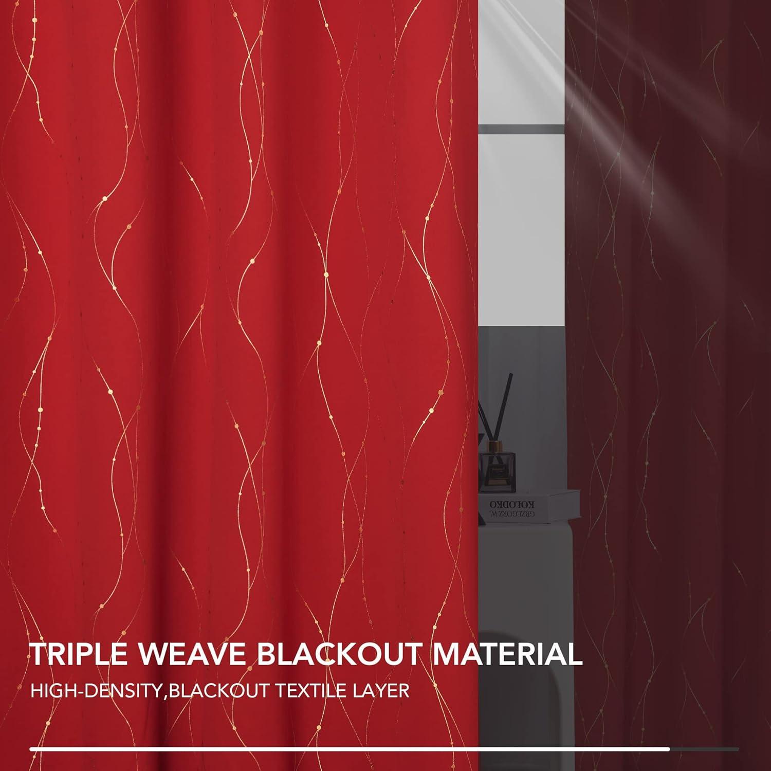Deconovo Blackout Curtains - Thermal Insulated, Noise-Reducing Window Drapes for Bedroom, Living Room -2 Panels, Red, 42W x 54L