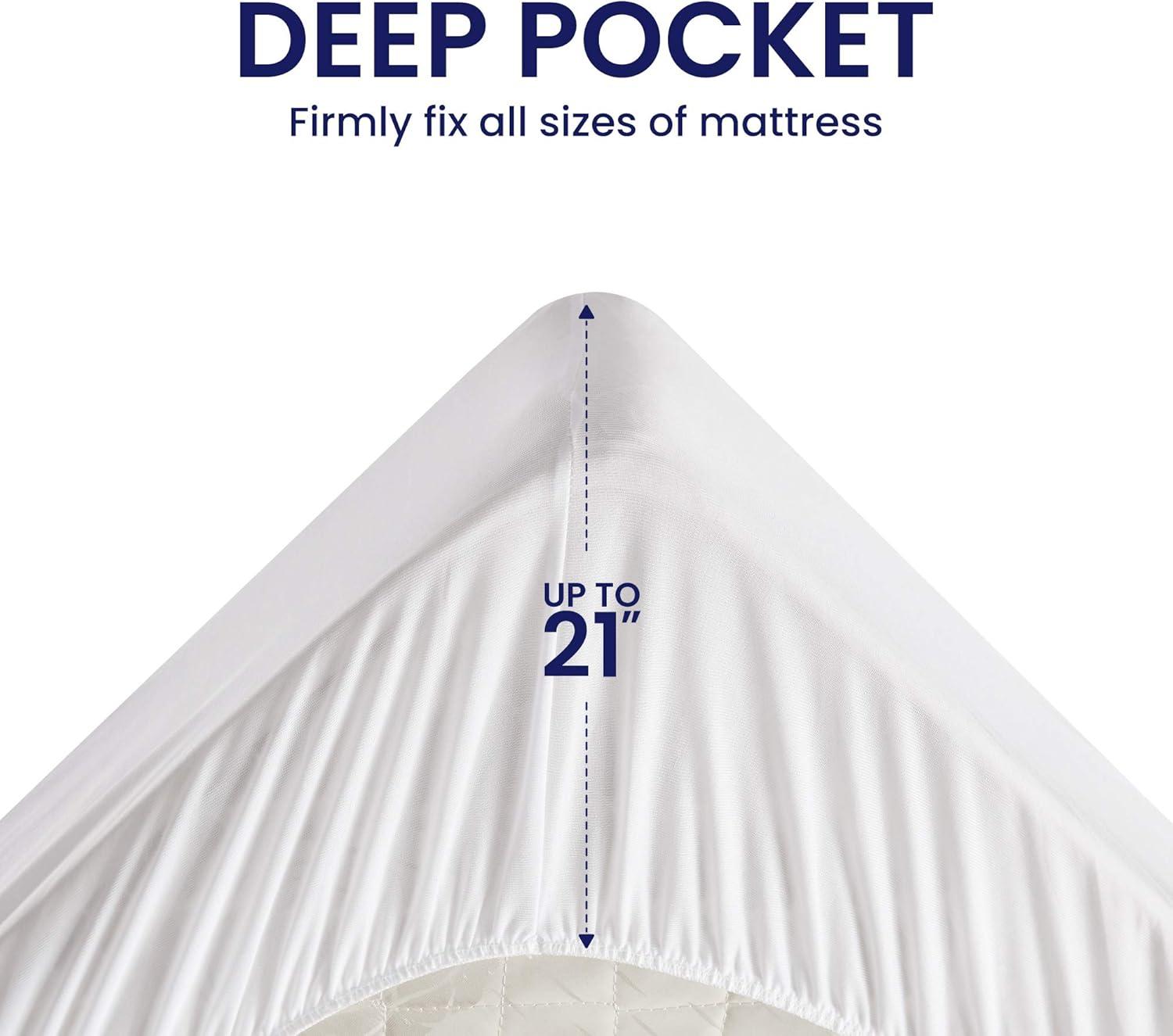 SLEEP ZONE Waterproof Mattress Protector Twin Size, Soft Breathable Cotton Terry Mattress Cover, Washable Noiseless Bed Cover Deep Pocket 8"-21", Twin