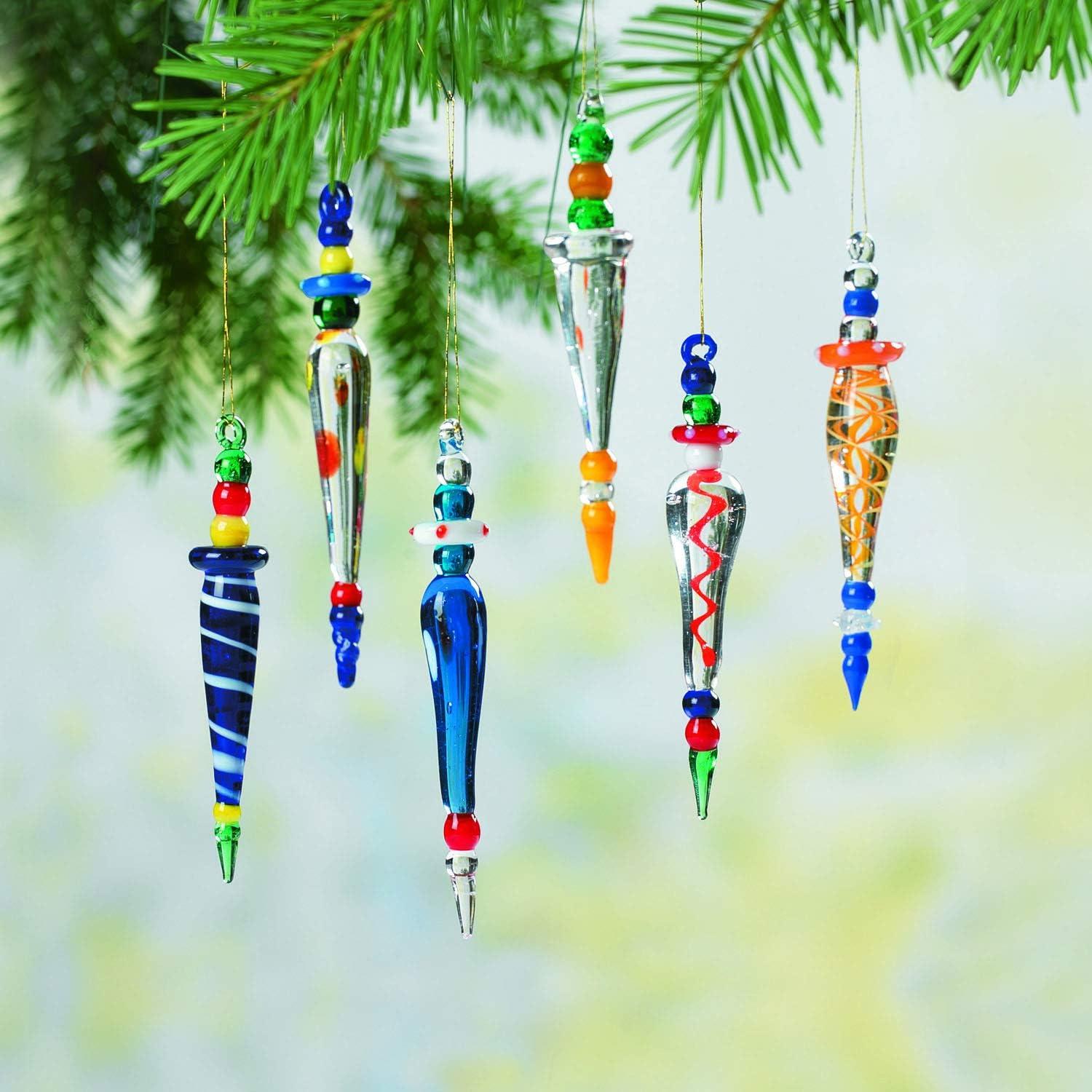 JOYIN 12pcs Glass Icicle Ornaments Christmas Tree Decor