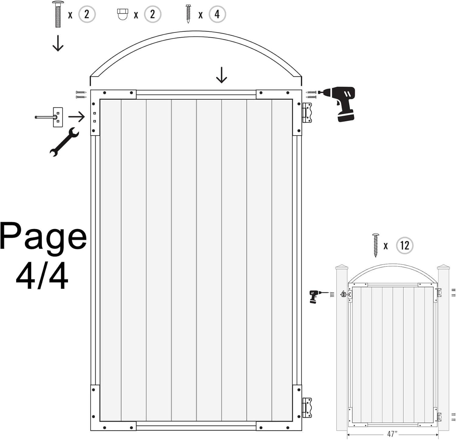 Glossy Black Metal and Wood Garden Gate Frame Kit