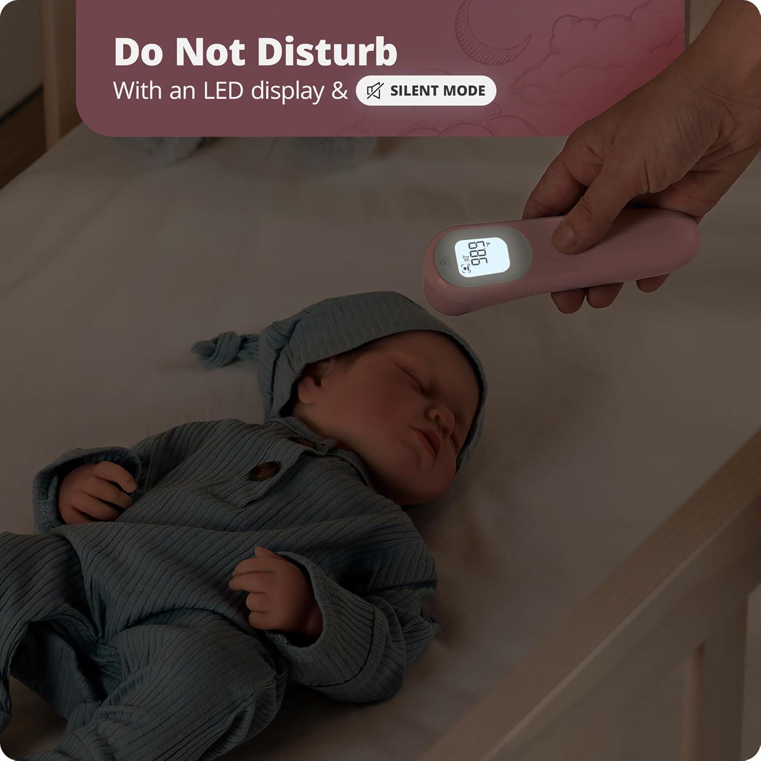 Greater Goods Digital Infrared Forehead Thermometer, Kids and Adults w Backlit Display, Blush Pink