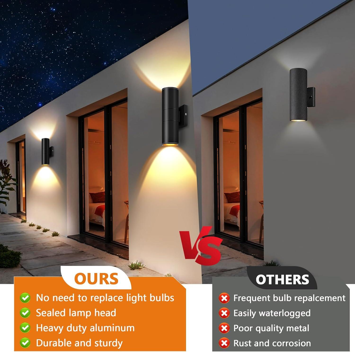 Outdoor Wall Light Fixtures: Cylinder Outdoor Wall Sconce Light - Aluminum Modern Exterior Wall Llights for Porch