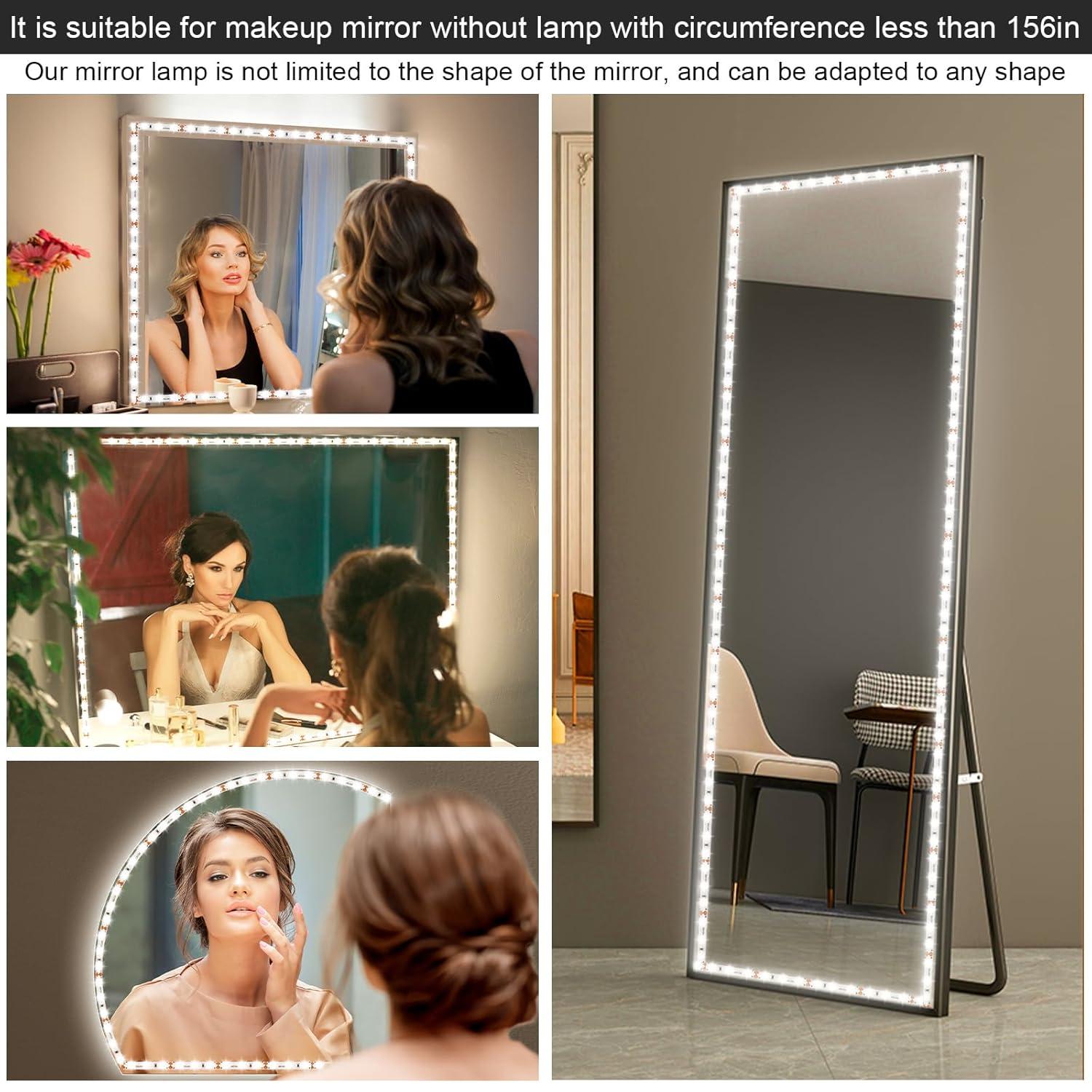 LED Vanity Mirror Lights for Makeup Dressing Table Vanity Set 13ft Flexible LED Light Strip Kit 6000K Daylight White with Dimmer and Power Supply, DIY Mirror, Mirror not Included