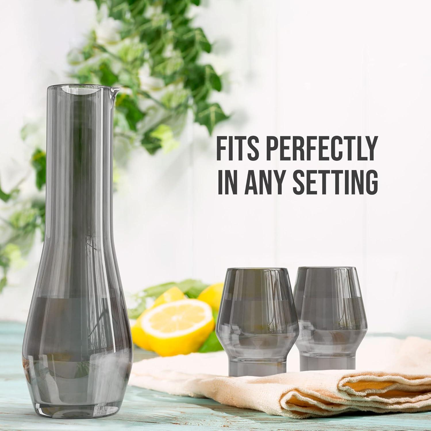 American Atelier 3 Piece Water Set, 34 oz Carafe and 2 Tumblers - Gray,Gray