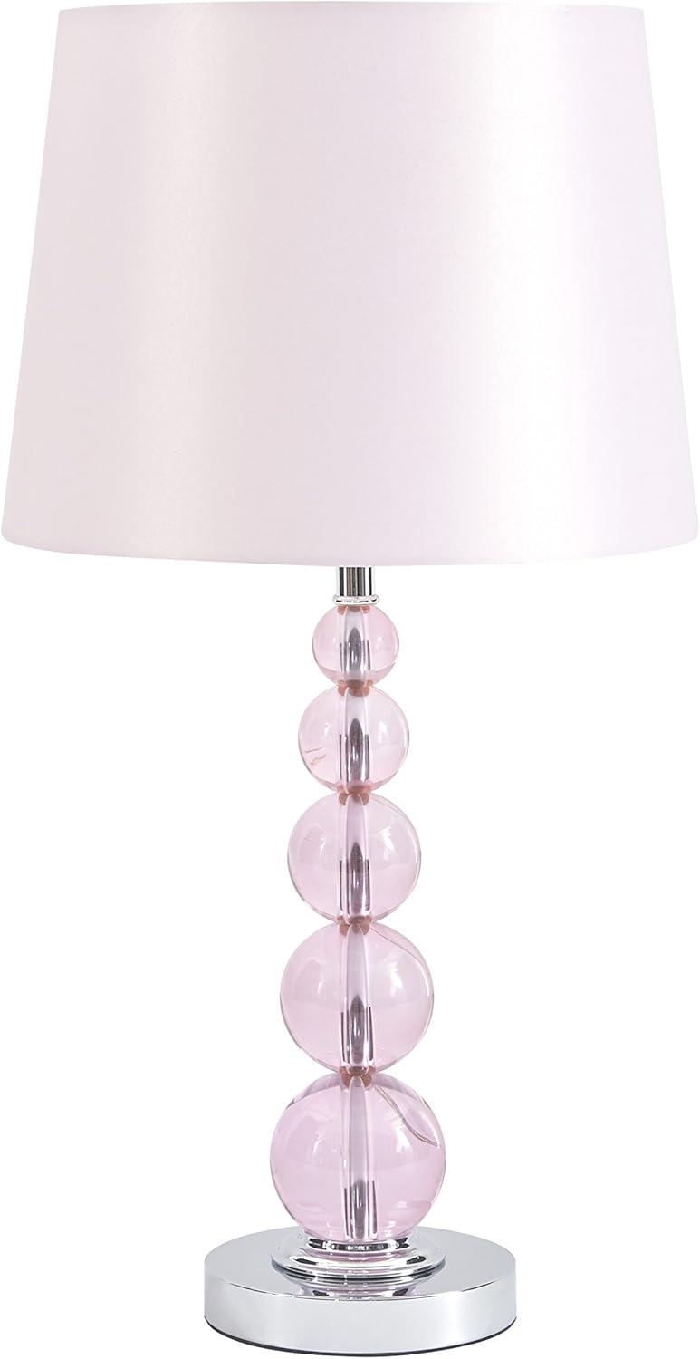 Signature Design by Ashley Letty Table Lamp Pink: Crystal Base, Polyester Shade, 1-Way Switch, Girls Bedroom Decor