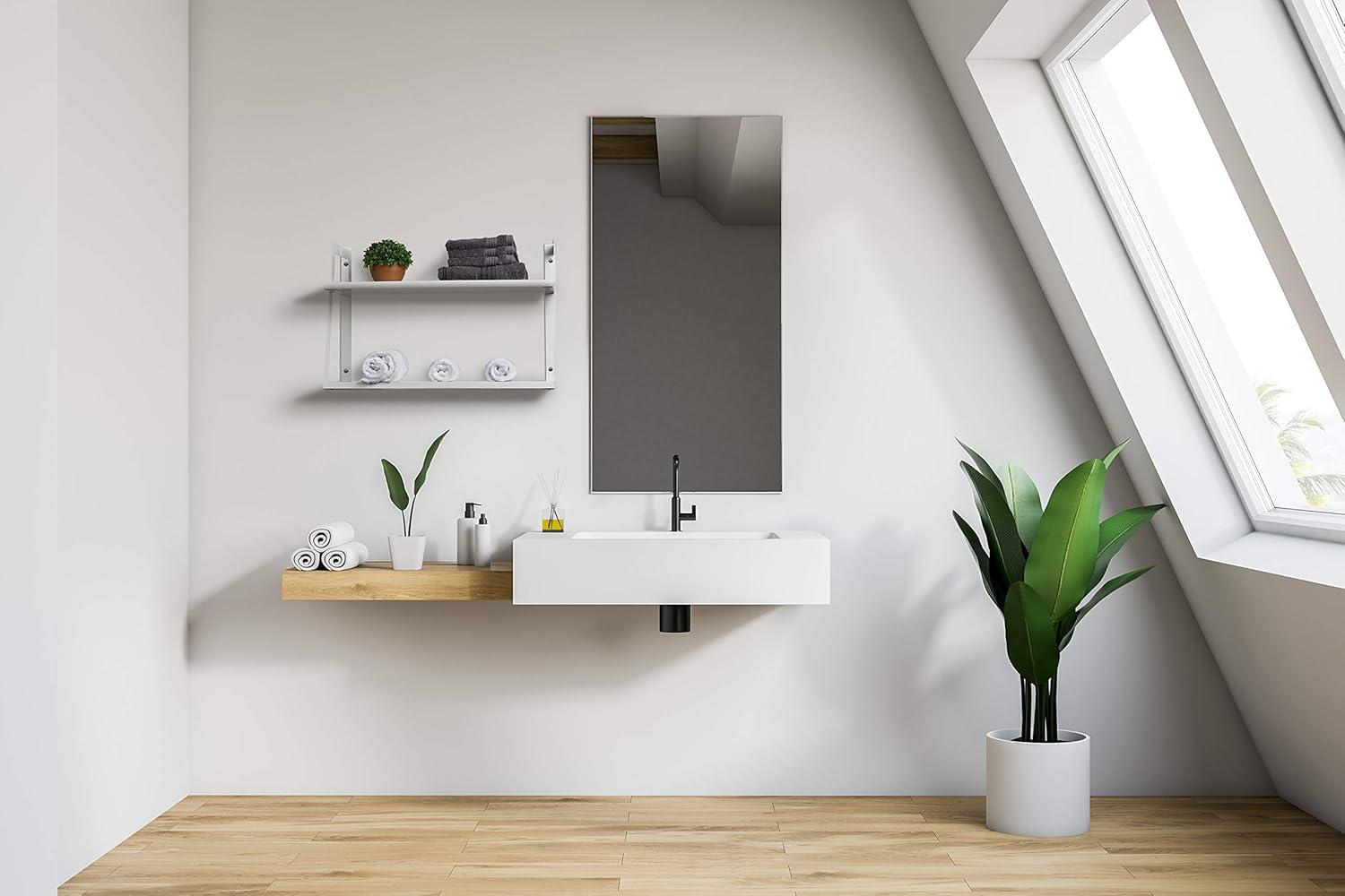 Modern White 2-Tier Steel and Wood Floating Wall Shelf