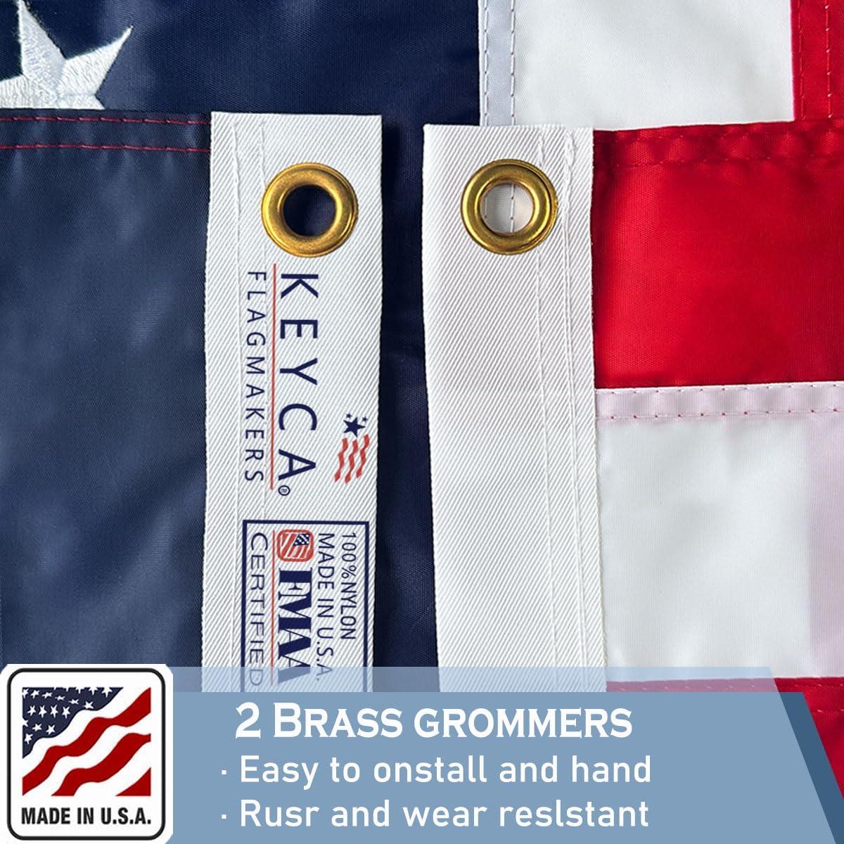 3x5 American Flag for Outside Outdoor Heavy Duty-Nylon USA Flags- Embroidered US Flags Sewn Stripes with Brass Grommets