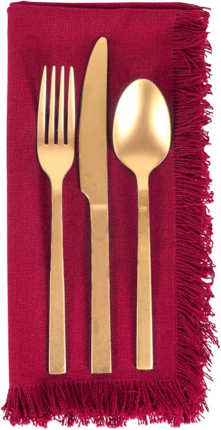 Solid Wine Heavyweight Fringed Napkin (Set of 6)