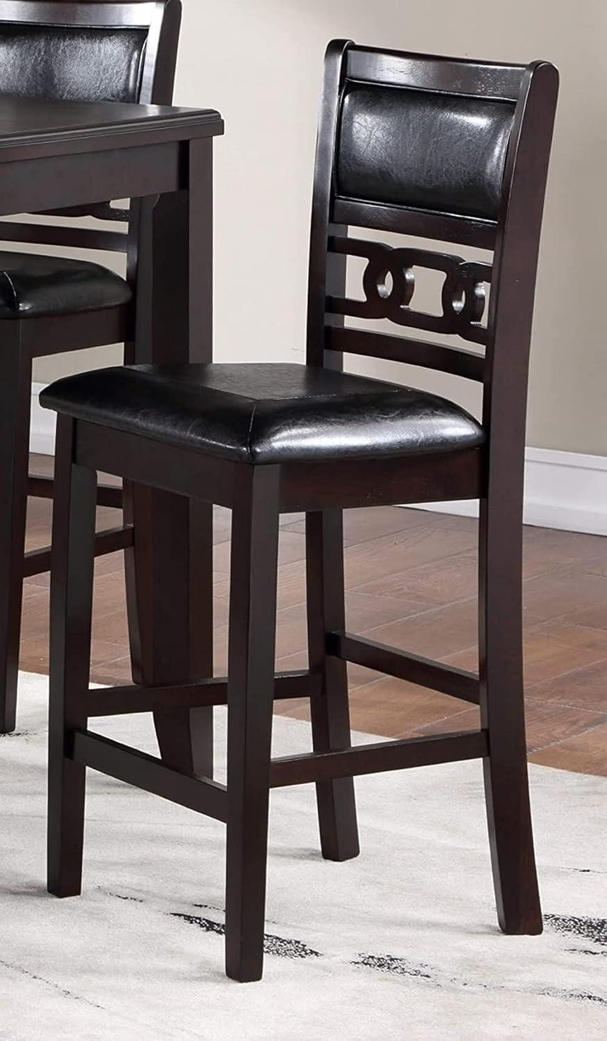 Gia Ebony Black Solid Wood Counter Stools with Upholstered Cushions, Set of 2