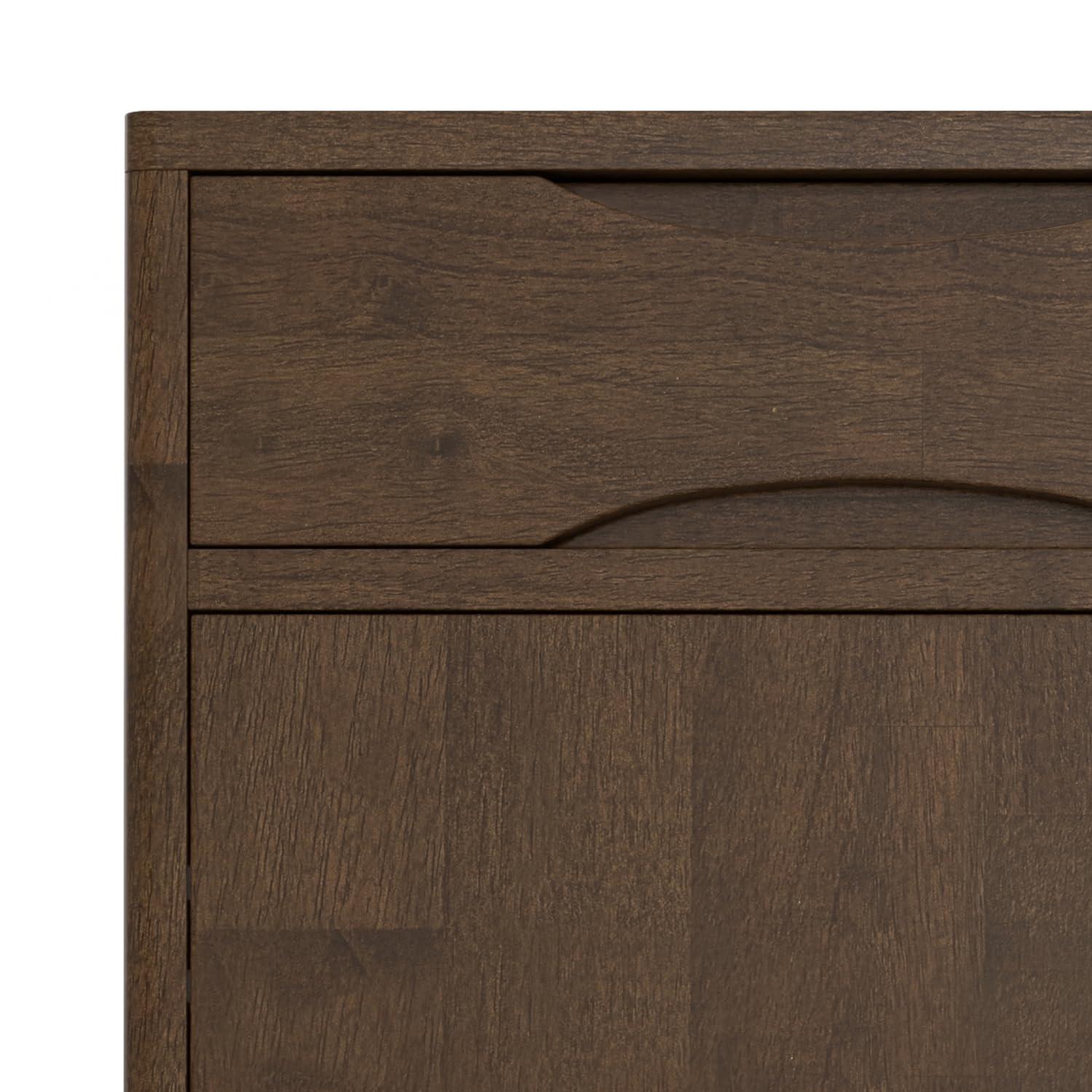 Simpli Home Harper 40"W Solid Wood 2-Shelf Mid-Century Modern Entryway Storage Cabinet with 2 Drawers