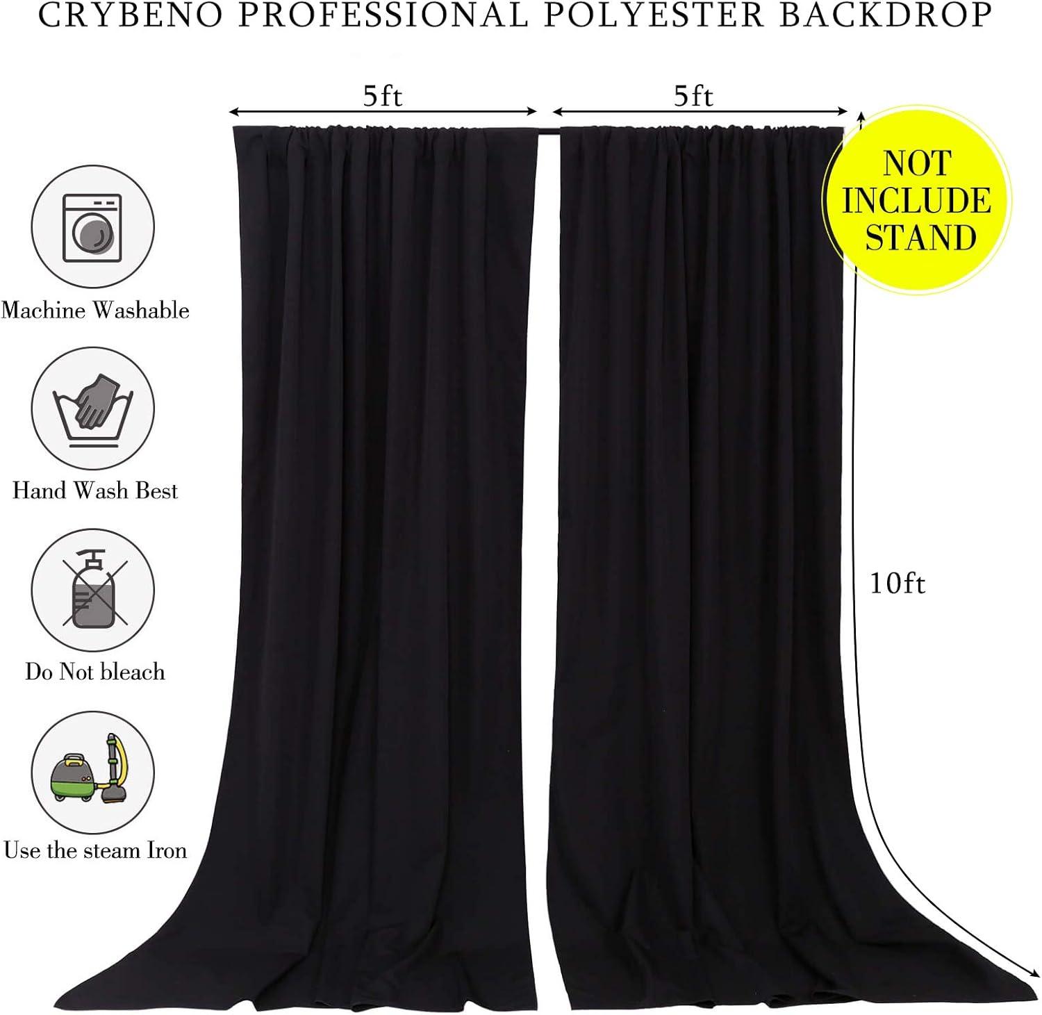 10x10 Black Photo Backdrop Curtain for Parties, Wrinkle Free Black Fabric Curtain Backdrop Wall Drape with Rod Pocket for Birthday Home Decor 5ft x 10ft, 2 Panels